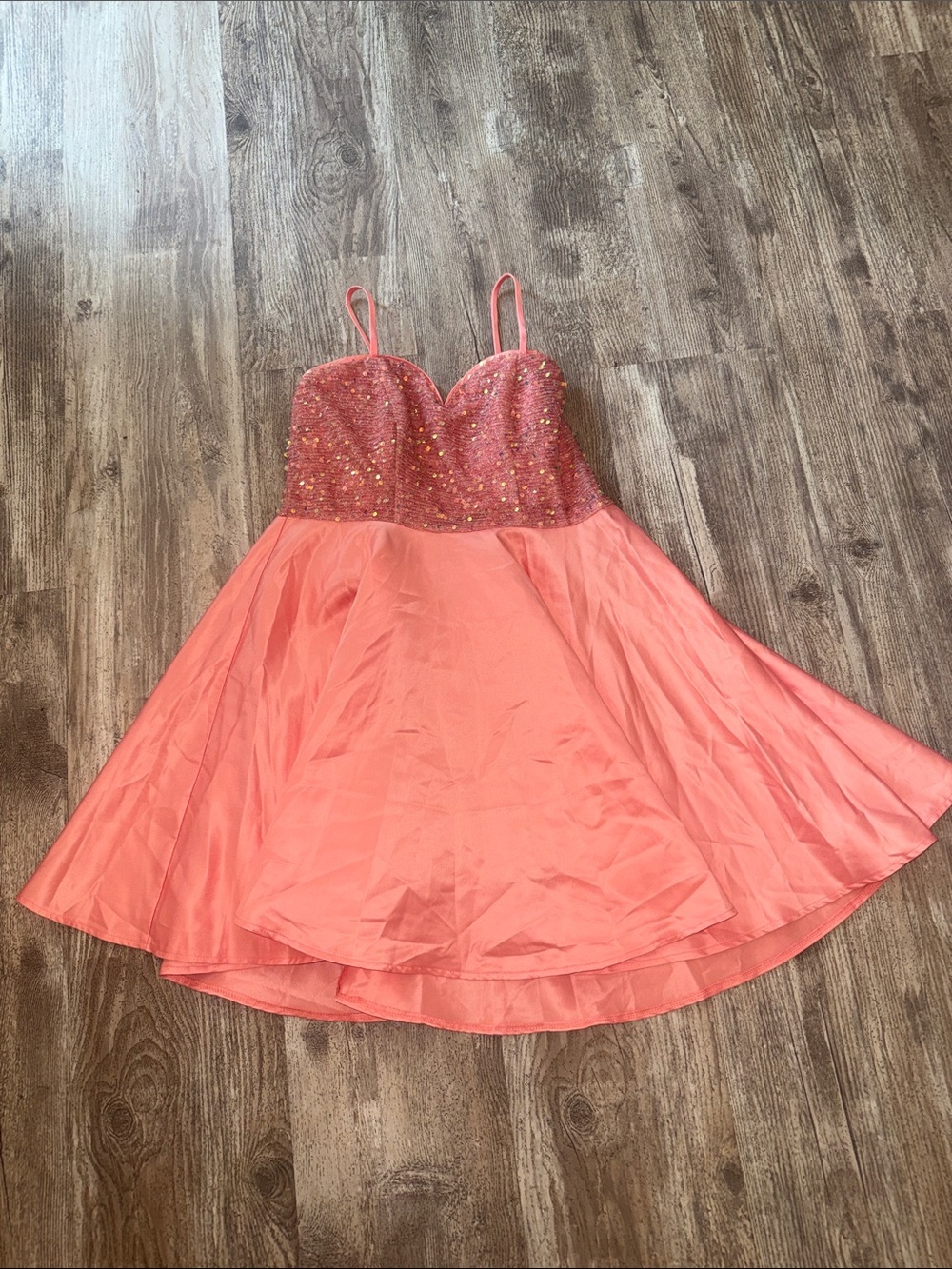 Angel Coral Sequin Bodice Party Dress